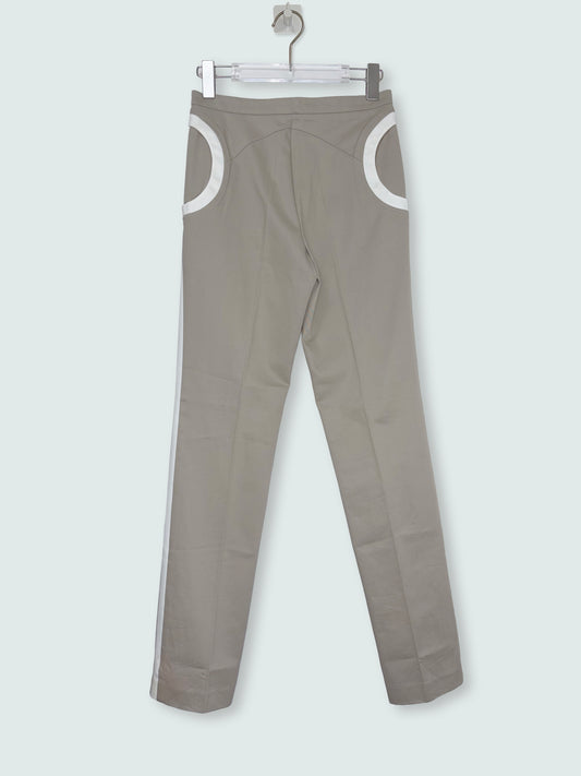 Beige Circle Pocket Detail Cotton Trousers Pants | Sz XS ~ FR36
