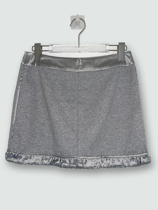 Y2K Grey Bedazzled Jersey Silk Trim Mini Skirt | Size IT40 UK8 Small