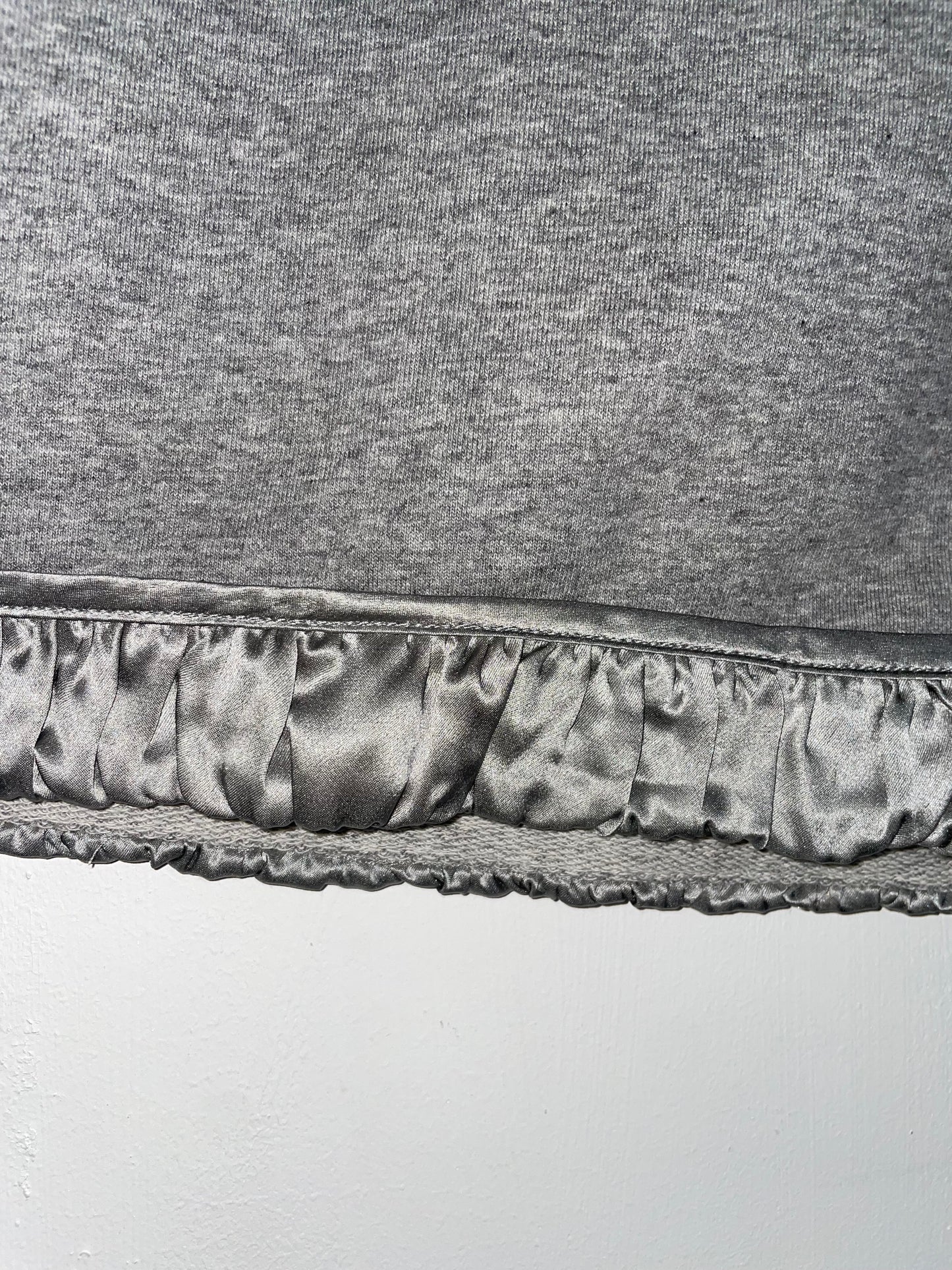 Y2K Grey Bedazzled Jersey Silk Trim Mini Skirt | Size IT40 UK8 Small