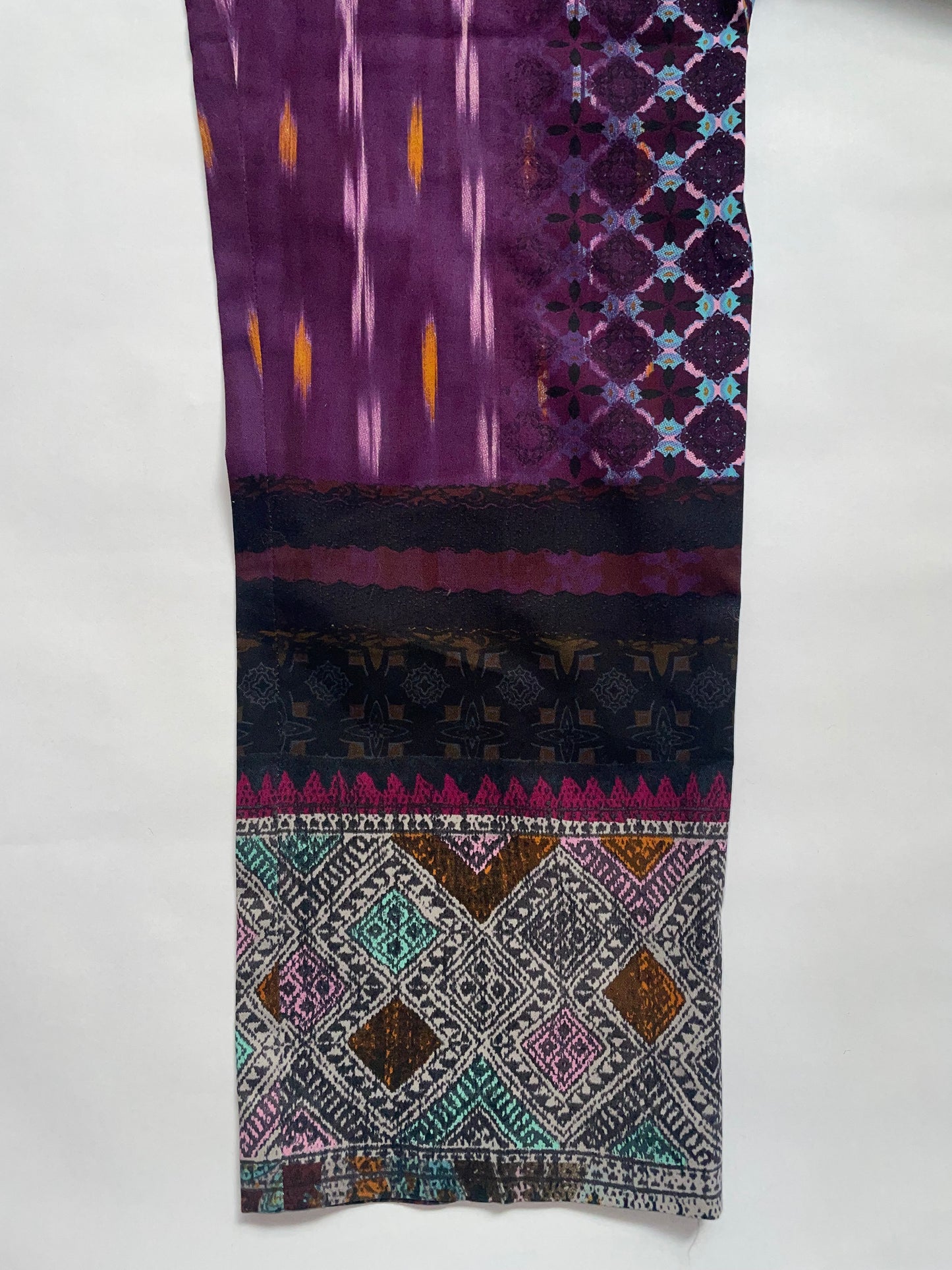 Straight Purple Print Cotton Trousers | Size IT40 UK8 Small