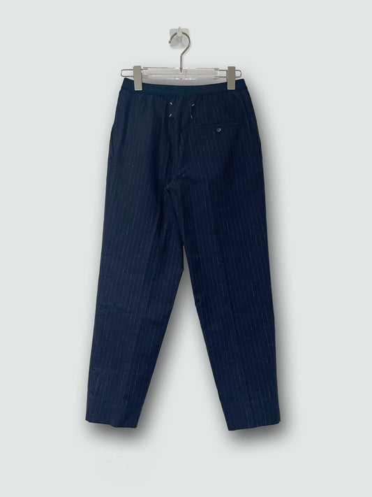 Navy Pinstripe Wool Elastic Waist Trousers | IT36 XXSmall