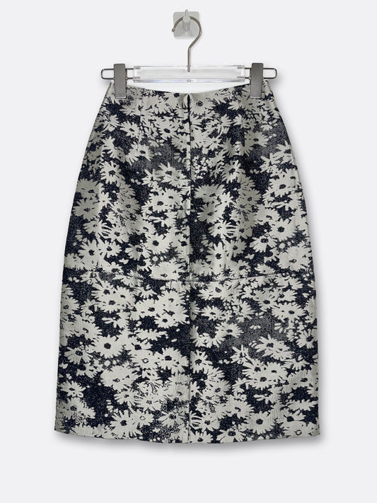 *RUNWAY* S/S2014 Silver Jacquard Floral Skirt | IT34 UK4 XXSmall