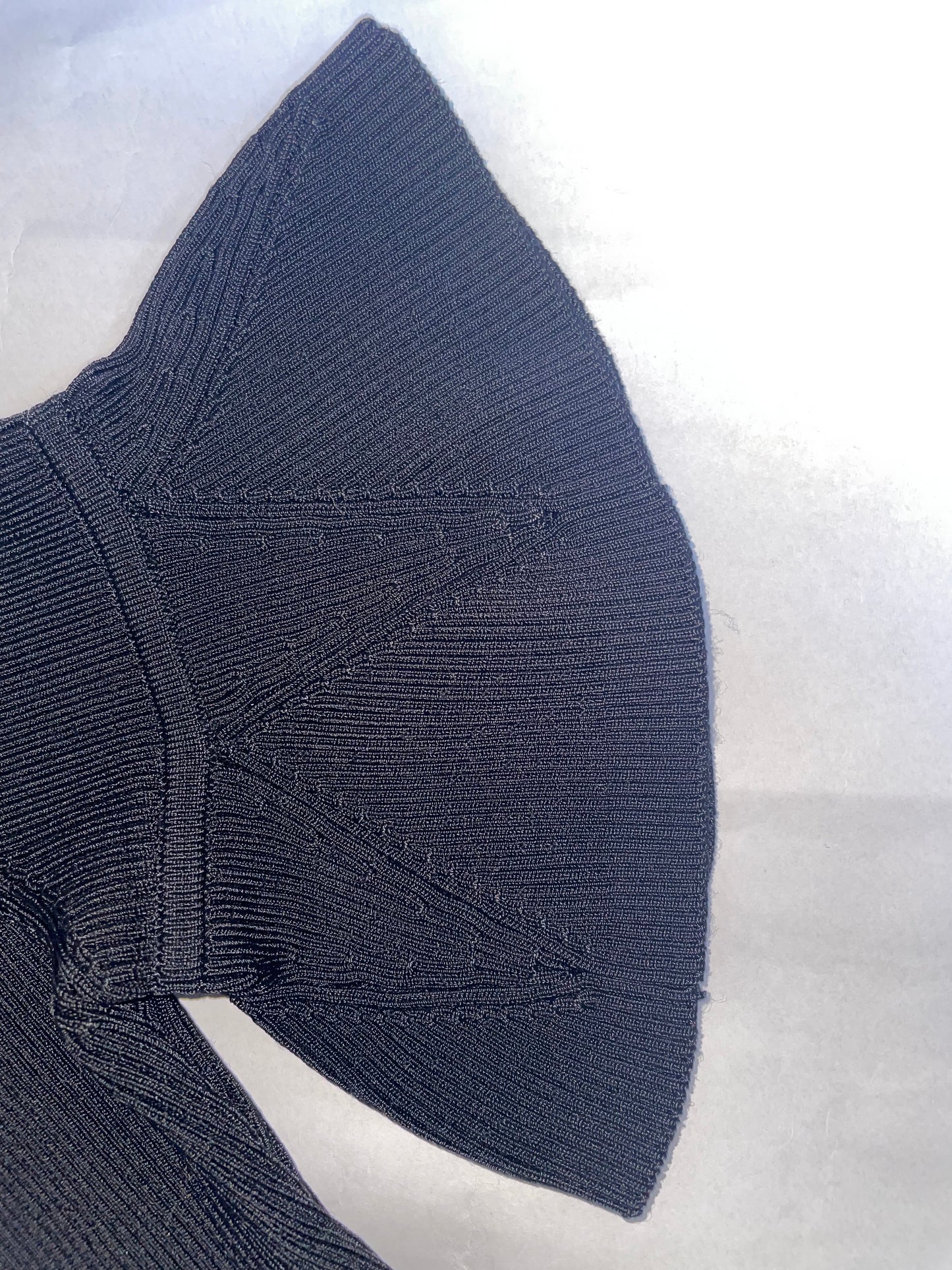 Off Shoulder Flare Bell Sleeves Knit Black Top | Size Small