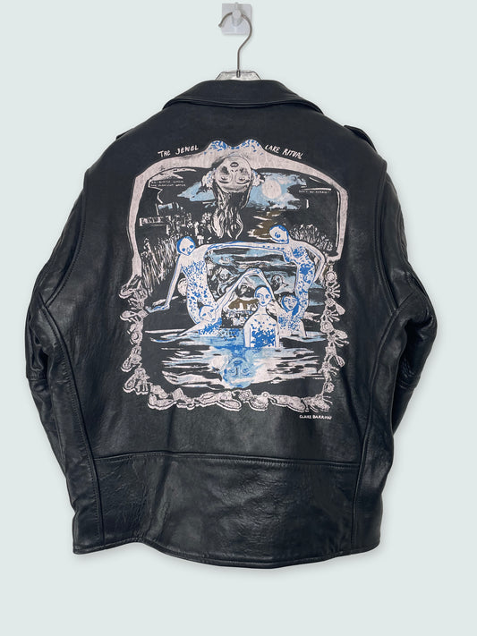 Painted Motorcycle Leather Oversize Jacket | Sz Small