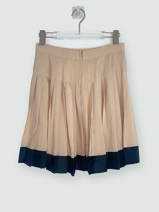 Pleat Silk Beige Skirt | Sz IT 38 ~ XSmall