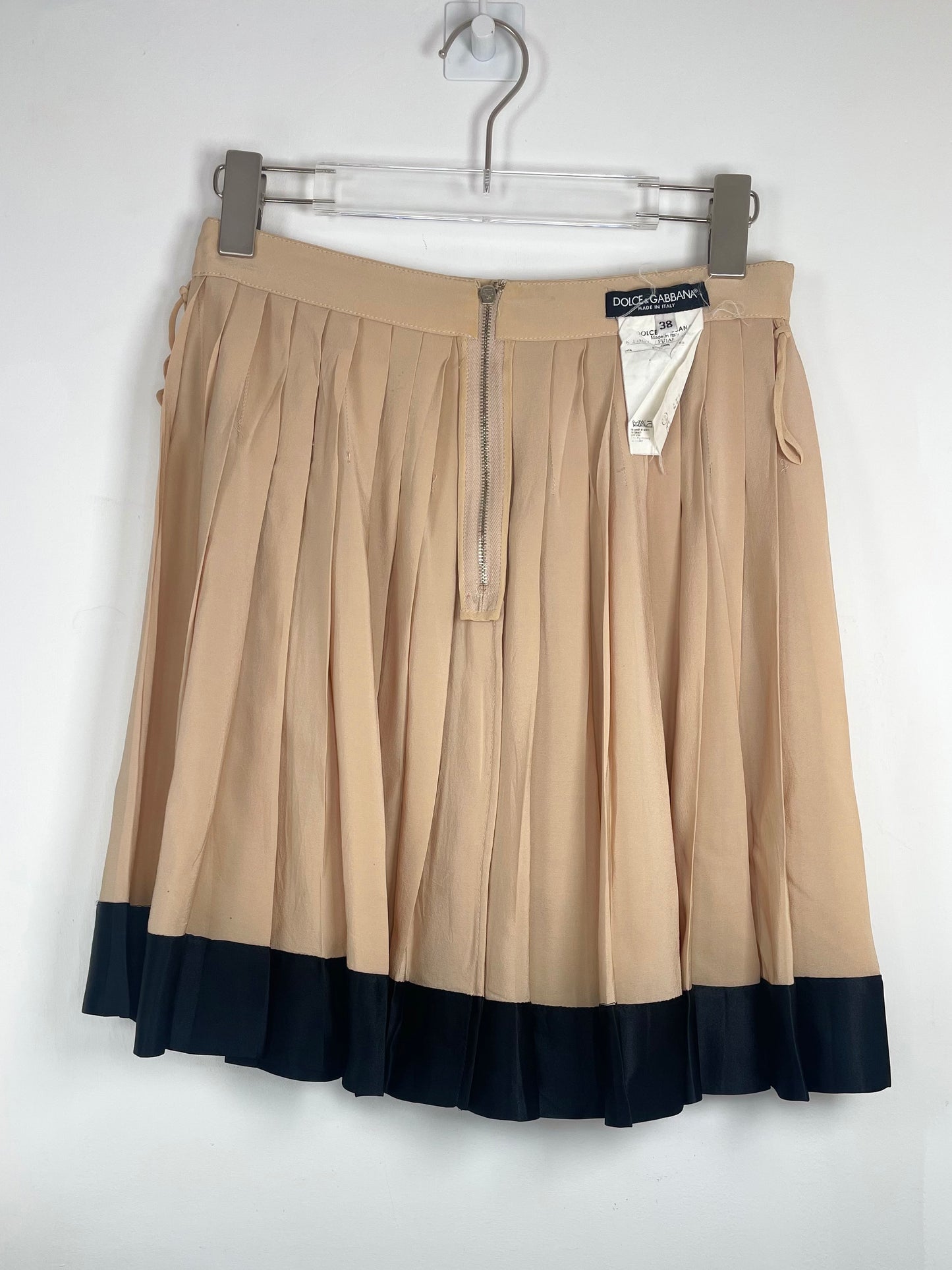 Pleat Silk Beige Skirt | Sz IT 38 ~ XSmall