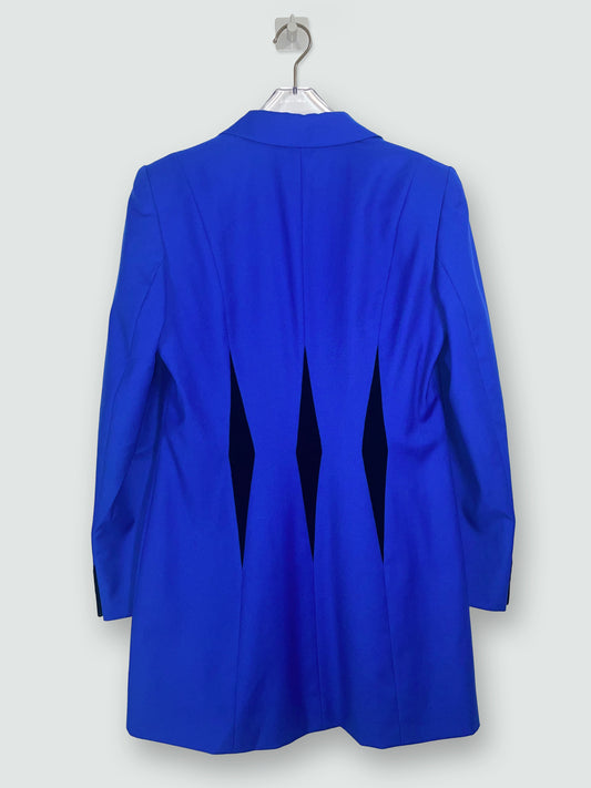 Vintage Blue Wool Tailor Blazer Jacket & Black Velvet