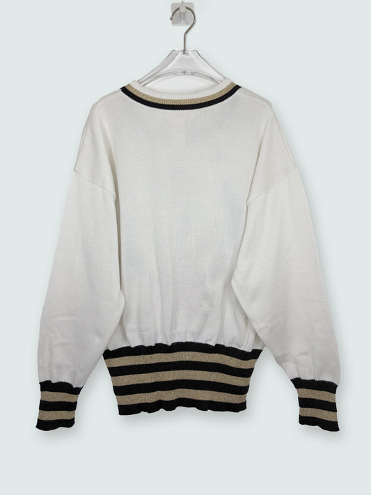80s Vintage Sailor Nautical Anchor Embroidered Knit Sweater | Sz42~ S-L