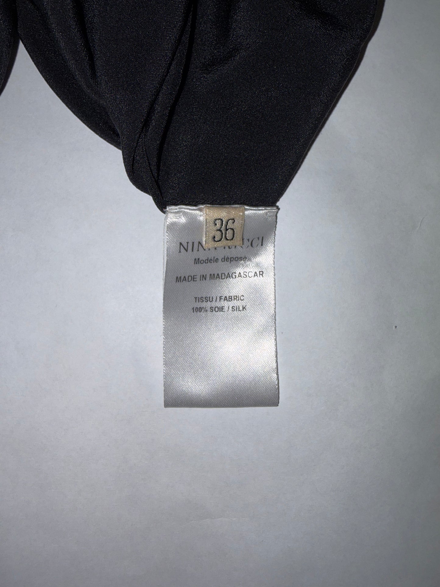 100% Silk Black Blouse Ruffle Sleeves | Sz FR 36 ~ Fits S-M