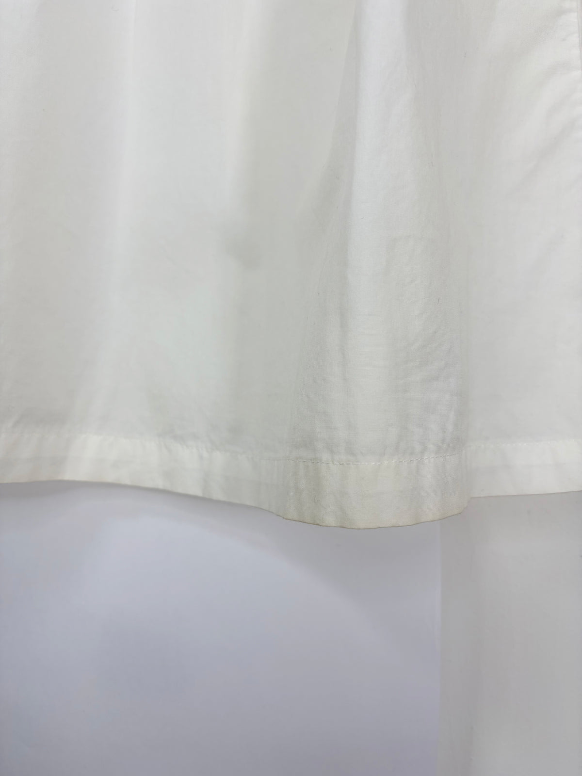 White Cotton Frill Neck Blouse Ruched Balloon Sleeves | Sz UK6