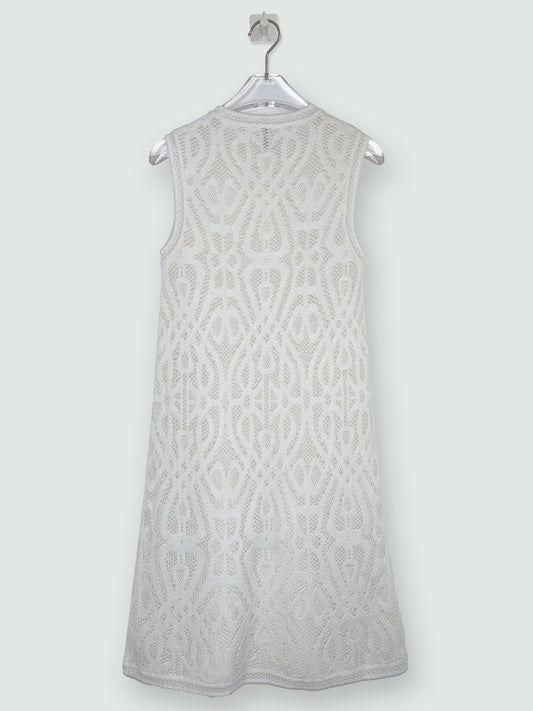 White Sleeveless Knit Dress Knee Length Dress | Size IT 38 ~ Small