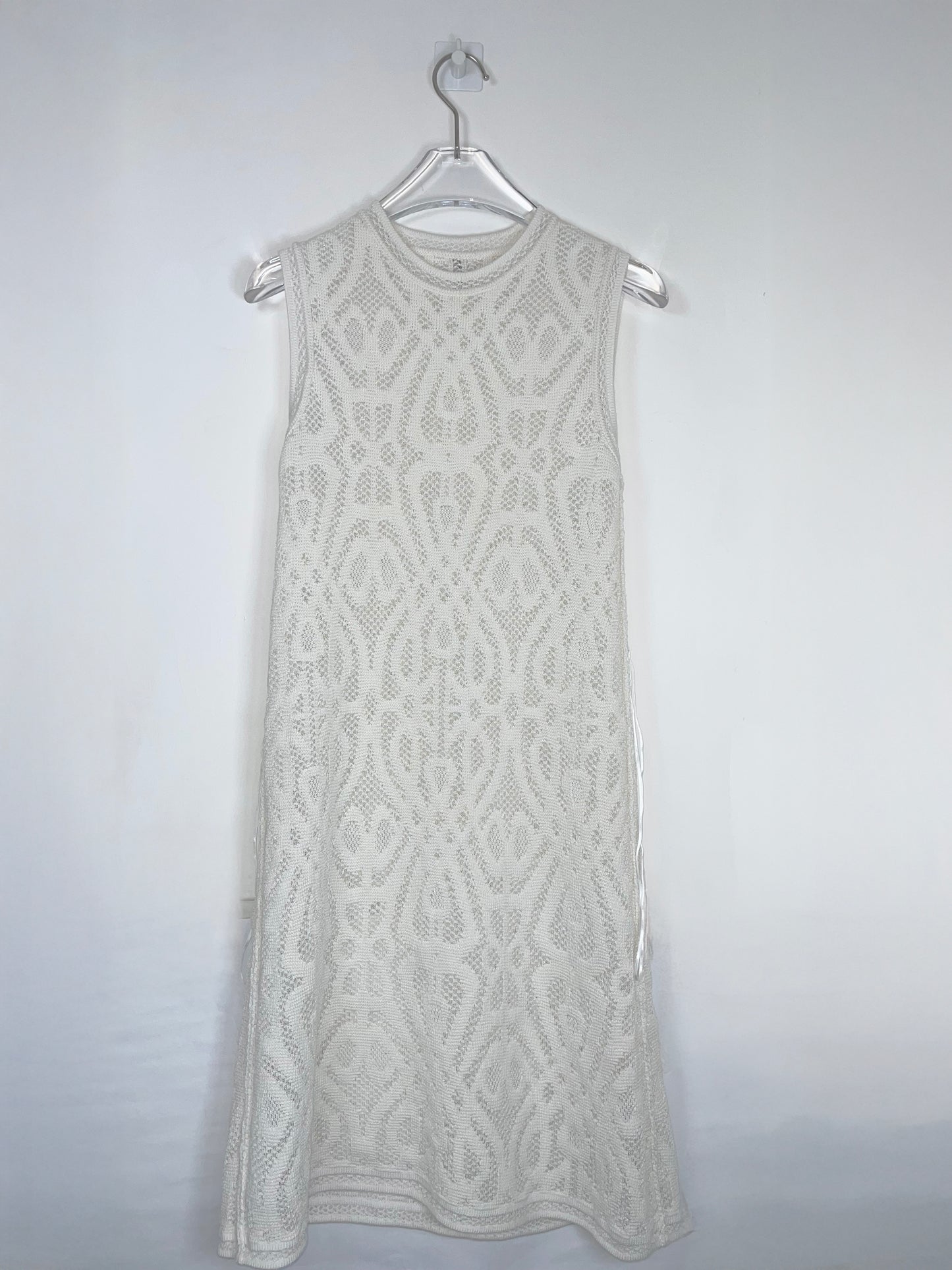 White Sleeveless Knit Dress Knee Length Dress | Size IT 38 ~ Small