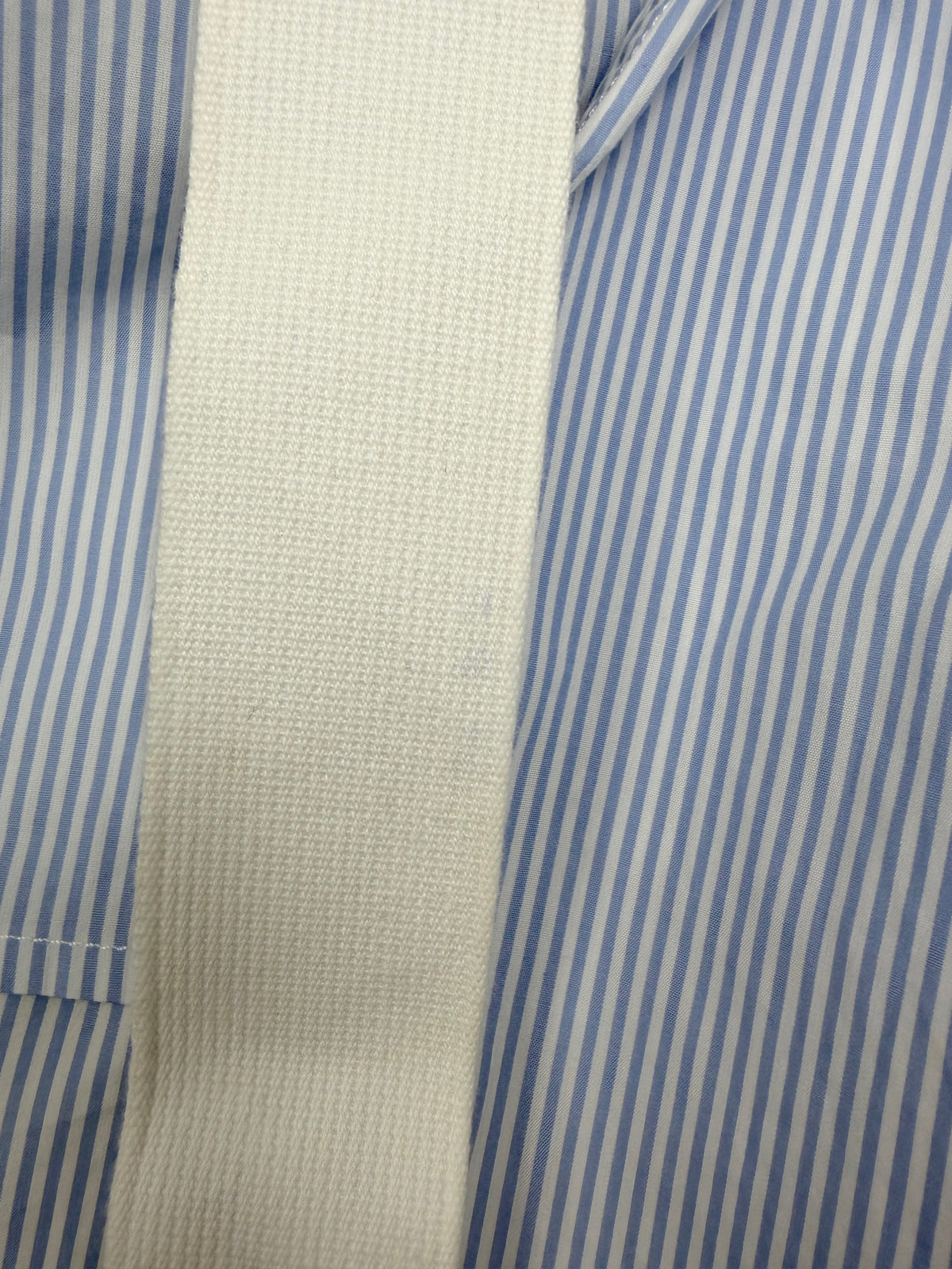 Blue & White Stripe Top w/ Crisscross Strap Belt | Sz XS