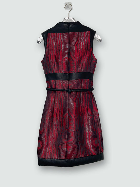 *RUNWAY* F/W2012 Moire Metallic Dress Leather Piping | UK6 XXSmall