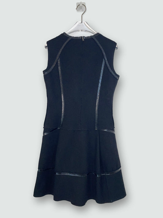 Black Wool w/ Vinyl Trim Detail Dress | Size IT 40 UK 8 Small