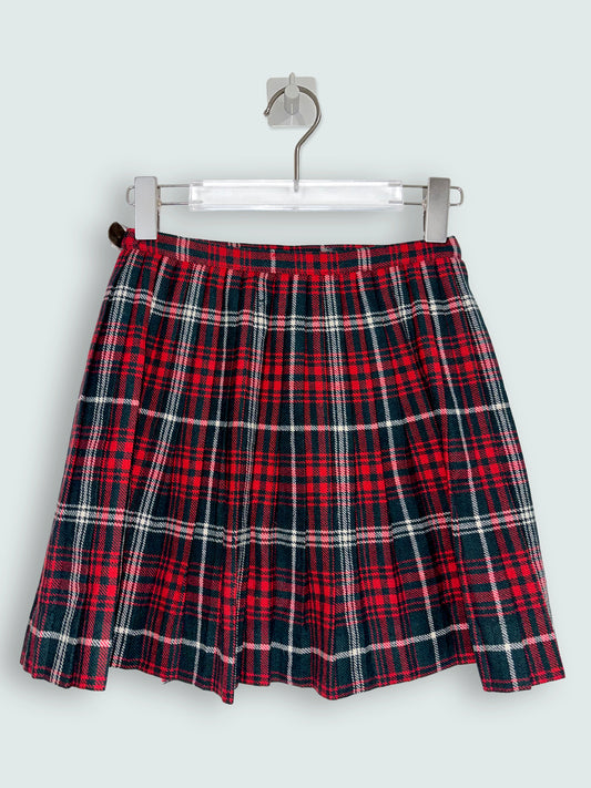 100% Pure Wool Vintage Tartan Red Green Kilt | Sz XXS