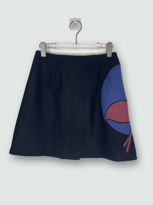 Floral Motif Wool Wrap Skirt | Size UK6 Xsmall