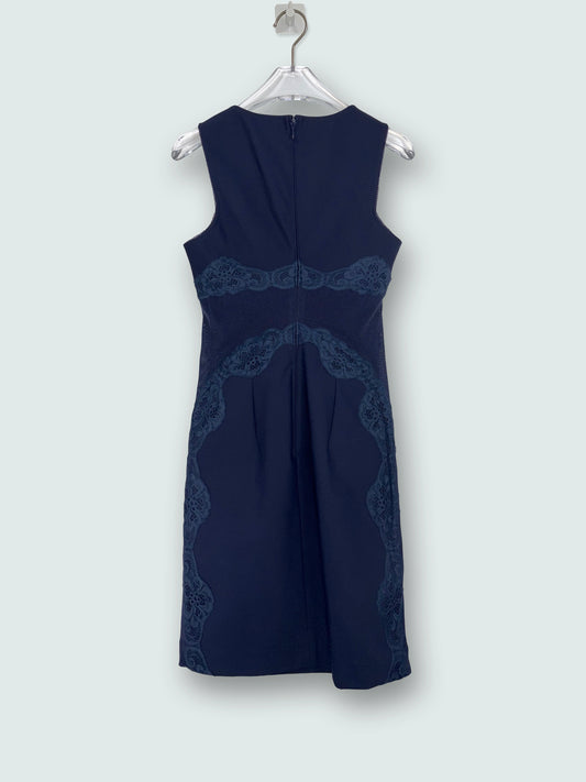 Navy Blue Jersey Lace Sides Sleeveless Sheath Dress | Sz IT38