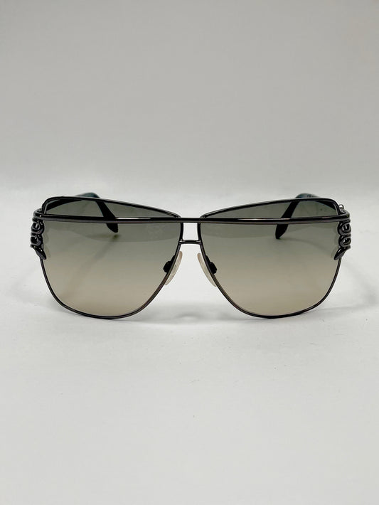 Snake Oversize Metal Frame Brown Gradient Sunglasses