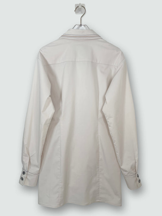 Ivory Embroidered Collar Shirt | Size XS