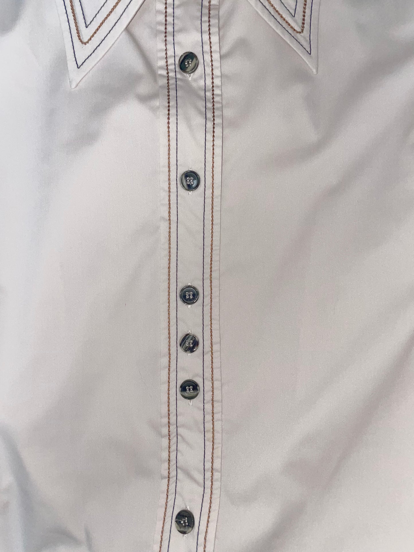 Ivory Embroidered Collar Shirt | Size XS