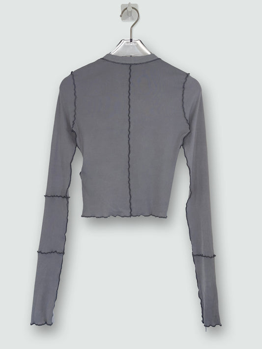 By Glenn Martens | Grey Long Sleeve Button Cropped Cardigan Top | XSmall