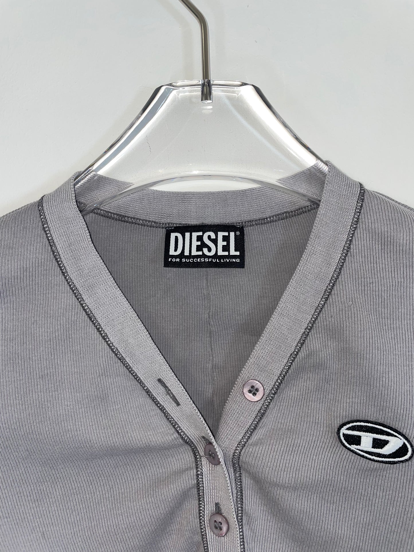 By Glenn Martens | Grey Long Sleeve Button Cropped Cardigan Top | XSmall