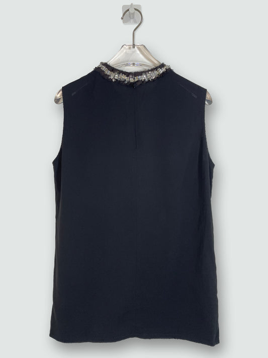 Black Lace Ruffle Embellish Detail Lolita Gothic Top | Sz IT 38 XSmall