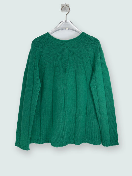 Wool Cashmere Made in Italy Green Scoop Neck Knit Sweater | Sz XSmall