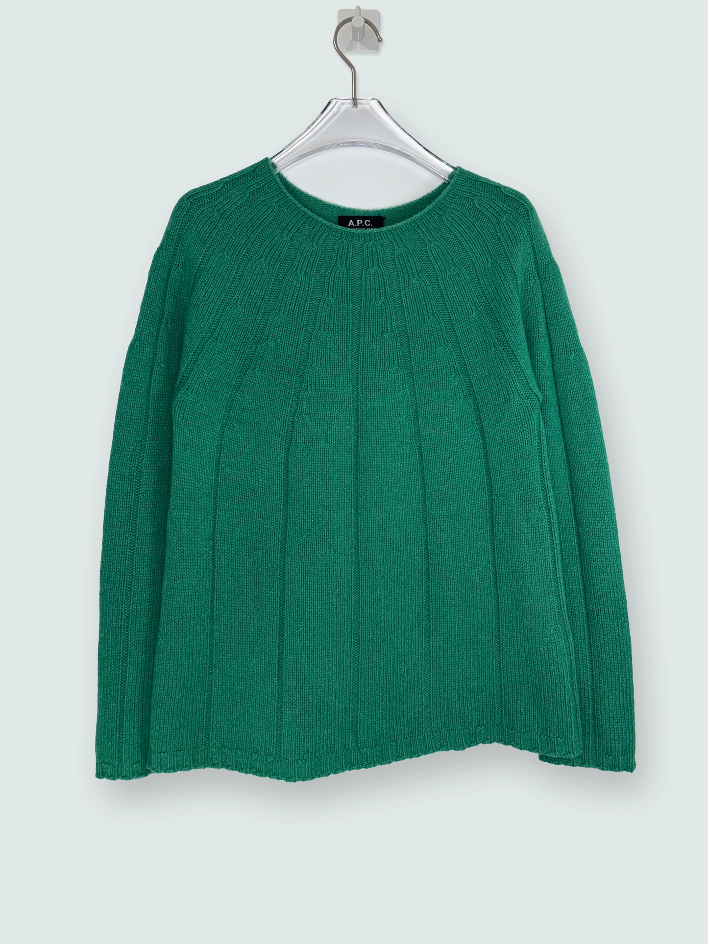 Wool Cashmere Made in Italy Green Scoop Neck Knit Sweater | Sz XSmall