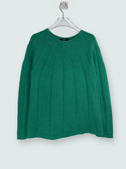Wool Cashmere Made in Italy Green Scoop Neck Knit Sweater | Sz XSmall