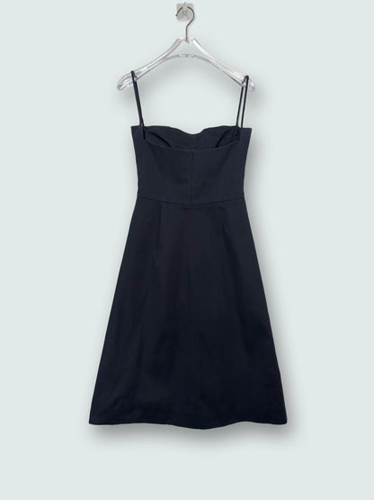 Structural Cotton Strappy A-line Black Dress | Sz EU34 ~ XXSmall