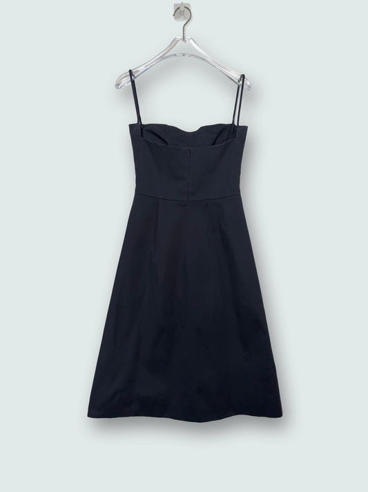 Structural Cotton Strappy A-line Black Dress | Sz EU34 ~ XXSmall