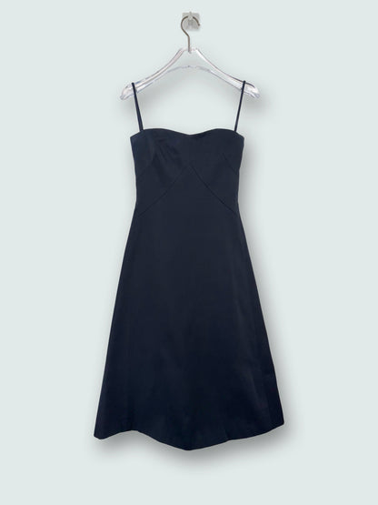 Structural Cotton Strappy A-line Black Dress | Sz EU34 ~ XXSmall