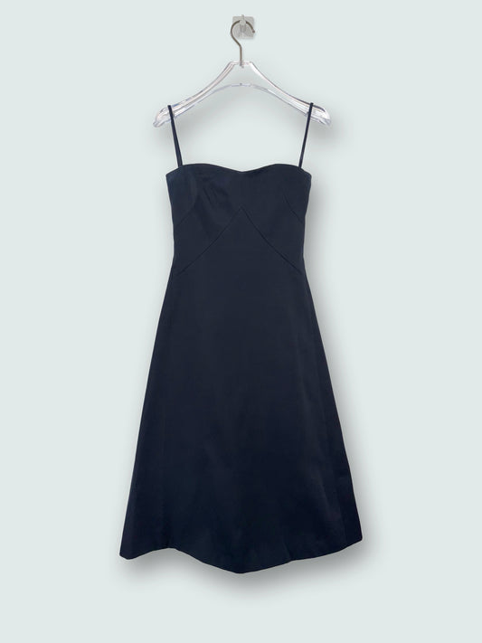 Structural Cotton Strappy A-line Black Dress | Sz EU34 ~ XXSmall