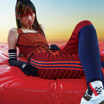 Orange Checkerboard Leggings | Sz XS UK4