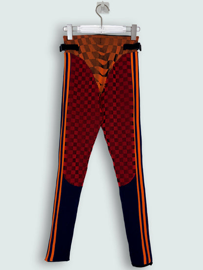 Orange Checkerboard Leggings | Sz XS UK4
