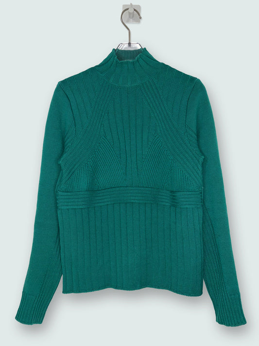 100% Virgin Wool Mock Neck Green Sweater | Sz IT 40 ~ Small
