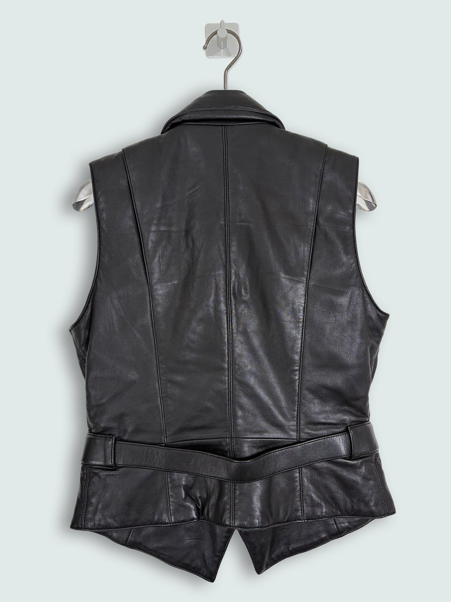 Leather Biker Fitted Vest Jacket Brass Detail | Sz 8 ~ Medium