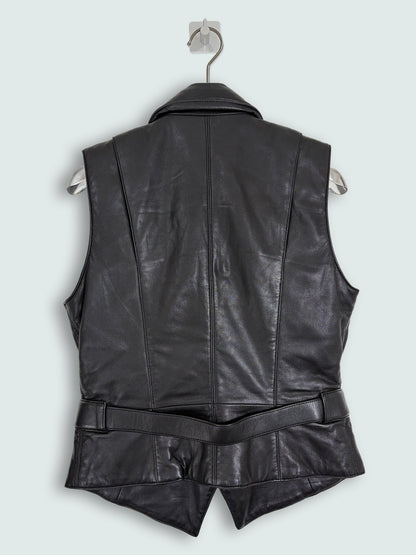 Leather Biker Fitted Vest Jacket Brass Detail | Sz 8 ~ Medium
