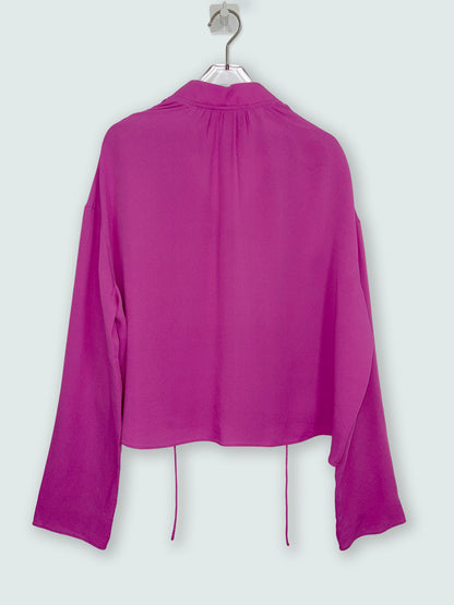 100% Silk Long Sleeve Pink Blouse | Sz FR34
