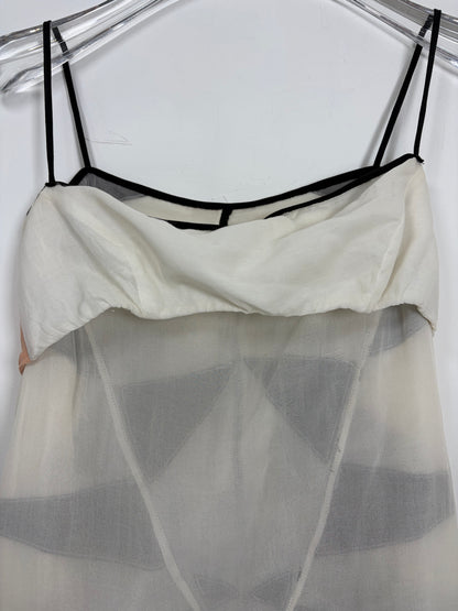 *RUNWAY* S/S 2002 Vintage 100% Silk Slip Dress w/ Graphic Panels | Sz XS