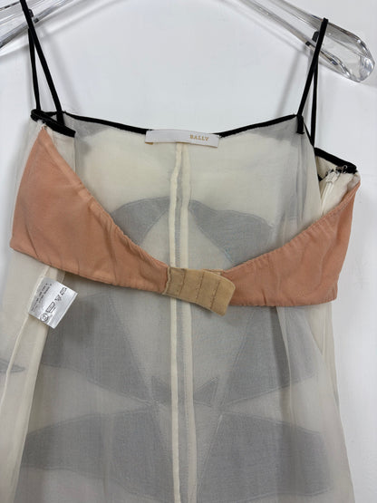 *RUNWAY* S/S 2002 Vintage 100% Silk Slip Dress w/ Graphic Panels | Sz XS
