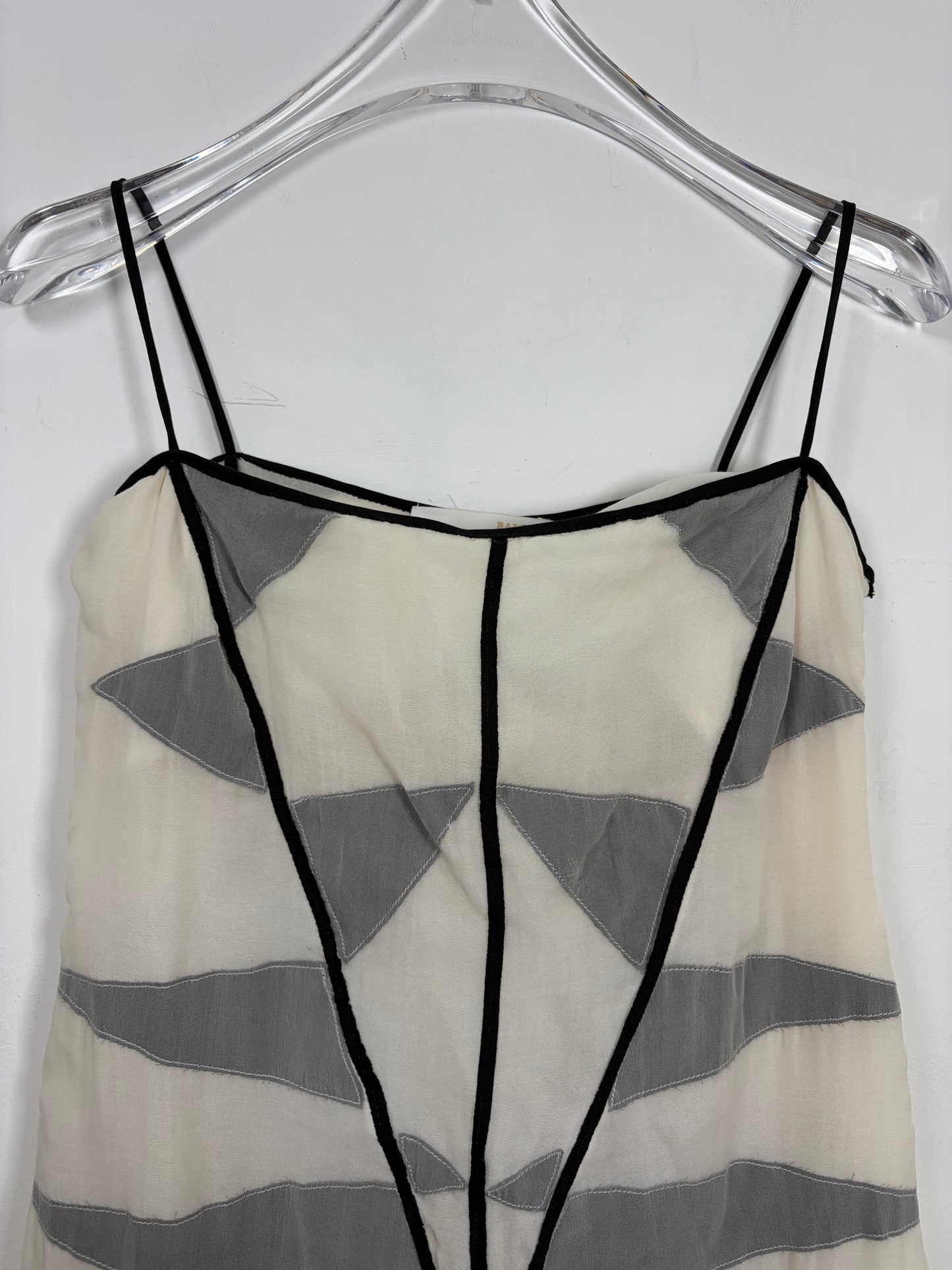 *RUNWAY* S/S 2002 Vintage 100% Silk Slip Dress w/ Graphic Panels | Sz XS