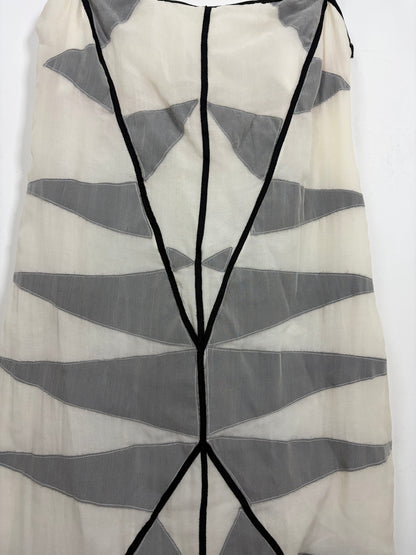 *RUNWAY* S/S 2002 Vintage 100% Silk Slip Dress w/ Graphic Panels | Sz XS