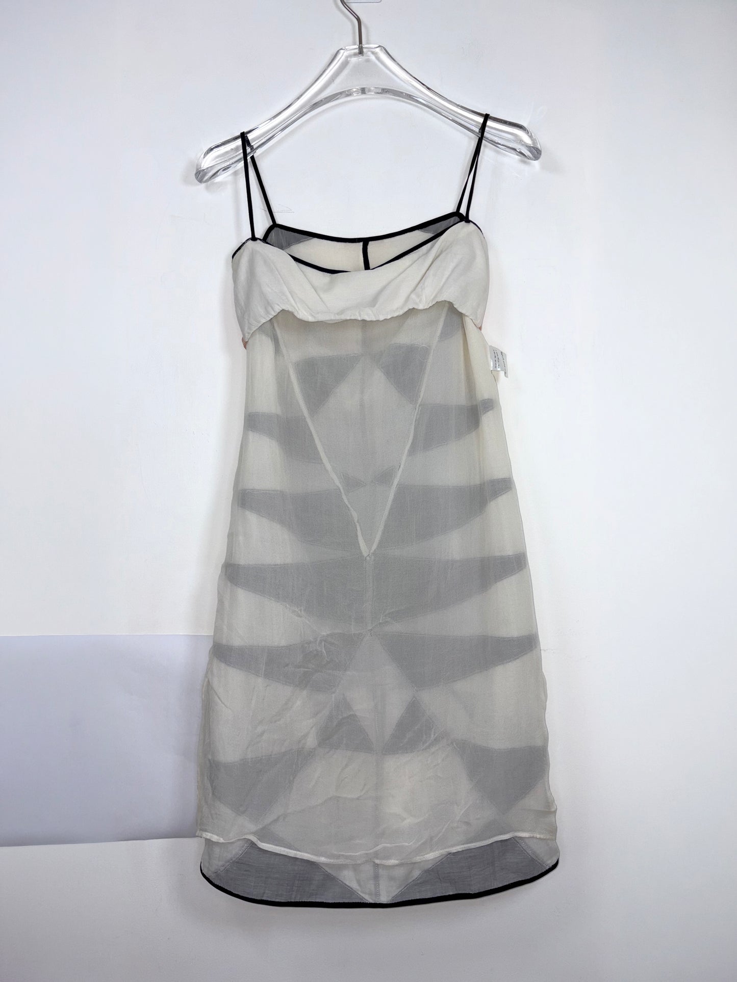 *RUNWAY* S/S 2002 Vintage 100% Silk Slip Dress w/ Graphic Panels | Sz XS