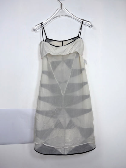 *RUNWAY* S/S 2002 Vintage 100% Silk Slip Dress w/ Graphic Panels | Sz XS