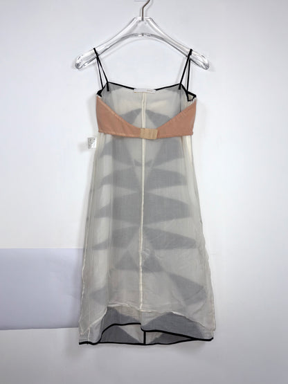 *RUNWAY* S/S 2002 Vintage 100% Silk Slip Dress w/ Graphic Panels | Sz XS