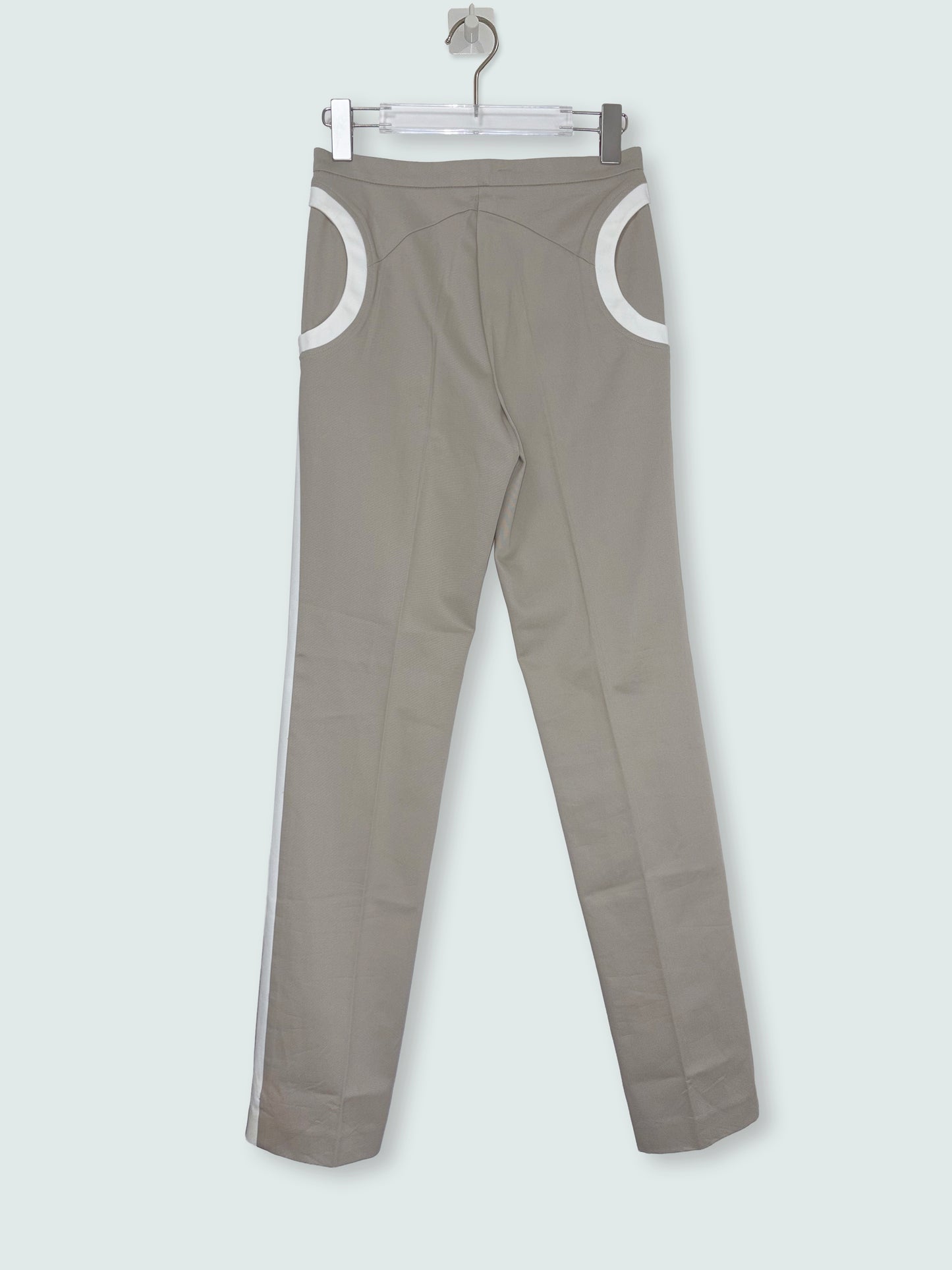 Beige Circle Pocket Detail Cotton Trousers Pants | Sz XS ~ FR36