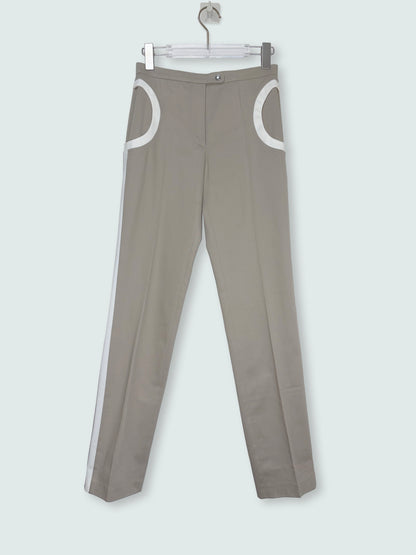 Beige Circle Pocket Detail Cotton Trousers Pants | Sz XS ~ FR36